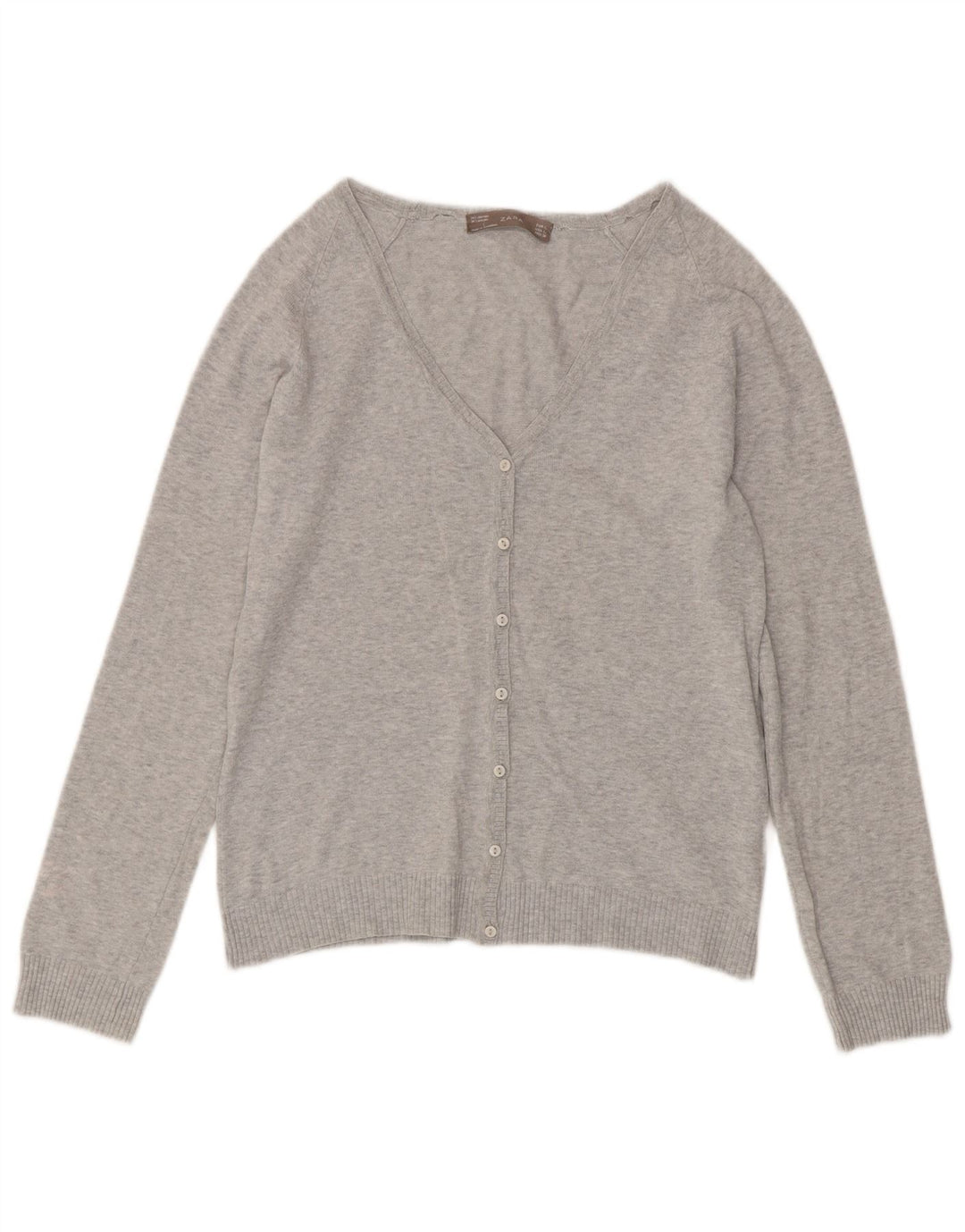 Zara Womens Cardigan Sweater UK 14 Large Gris Moucheté