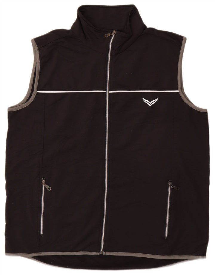 TRIGEMA Veste de survêtement sans manches pour homme en polyester noir Taille L