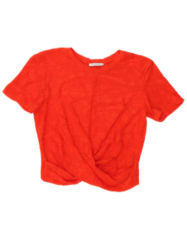 Zara Womens Trafaluc Crop Blouse Top UK 14 Grand Orange Floral