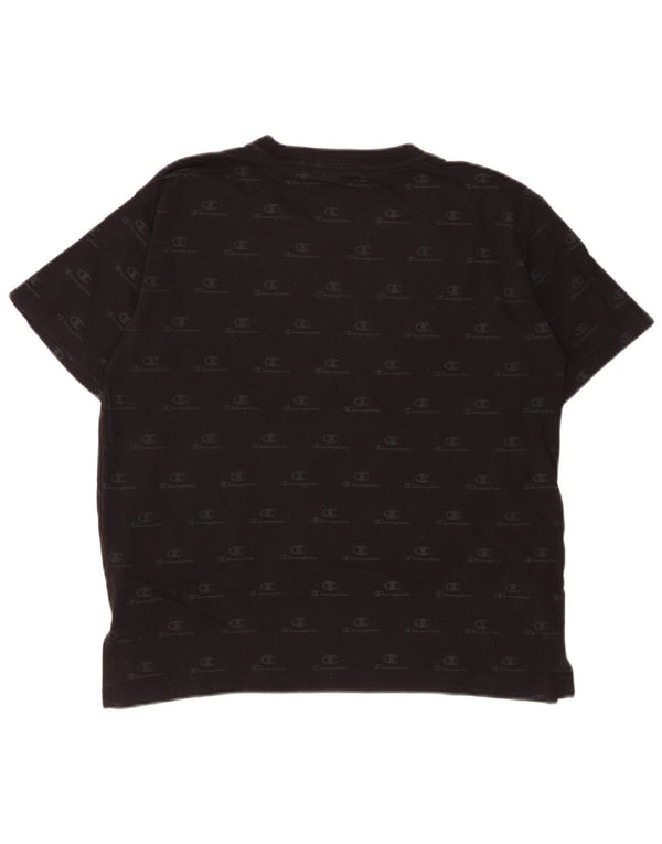 CHAMPION T-shirt graphique surdimensionné pour femme UK 10 petit coton noir