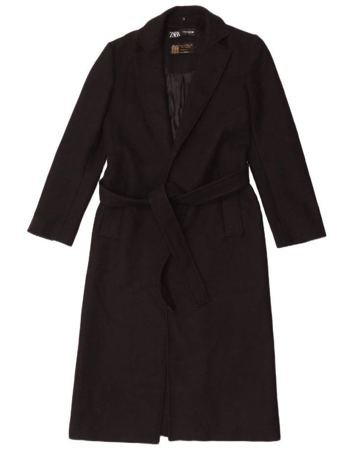 Zara Womens Manteco Pardessus UK 6 XS Laine Noire