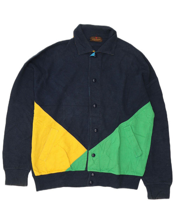 Peter Brown Pull Cardigan Homme IT 48 Bleu Marine Moyen Colorblock Coton