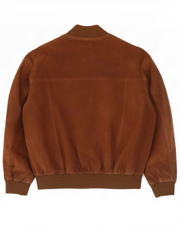 Veste Bomber En Daim Vintage Homme IT 52 XL Cuir Marron