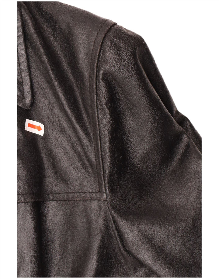 veste en cuir femme vintage UK 12 Moyen Noir Cuir Classique