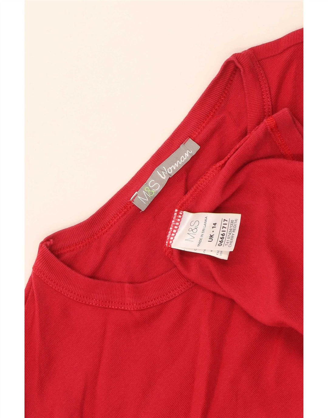 Marks & Spencer Haut à manches longues pour femme UK 44 Coton rouge moyen
