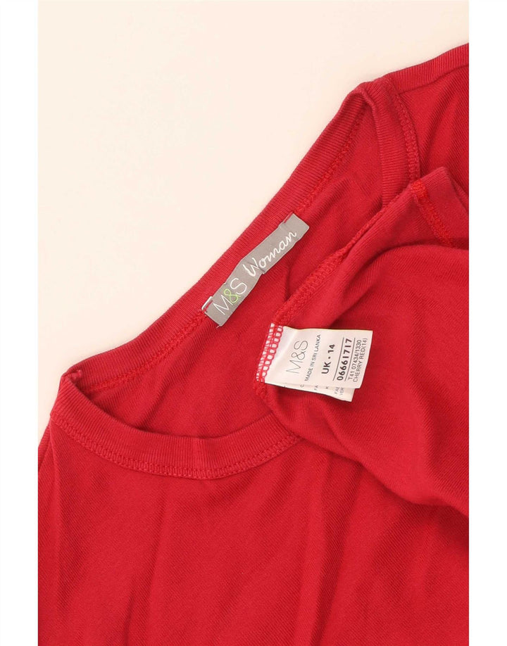 Marks & Spencer Haut à manches longues pour femme UK 44 Coton rouge moyen