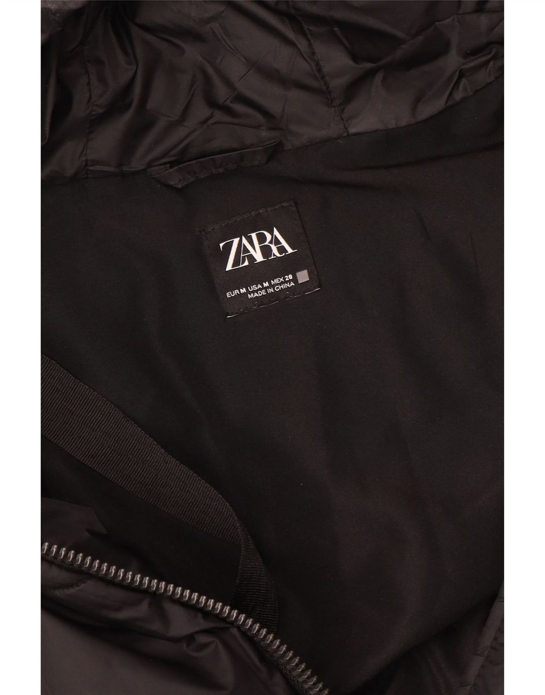 ZARA Manteau matelassé à capuche surdimensionné pour femme UK 14 Noir moyen