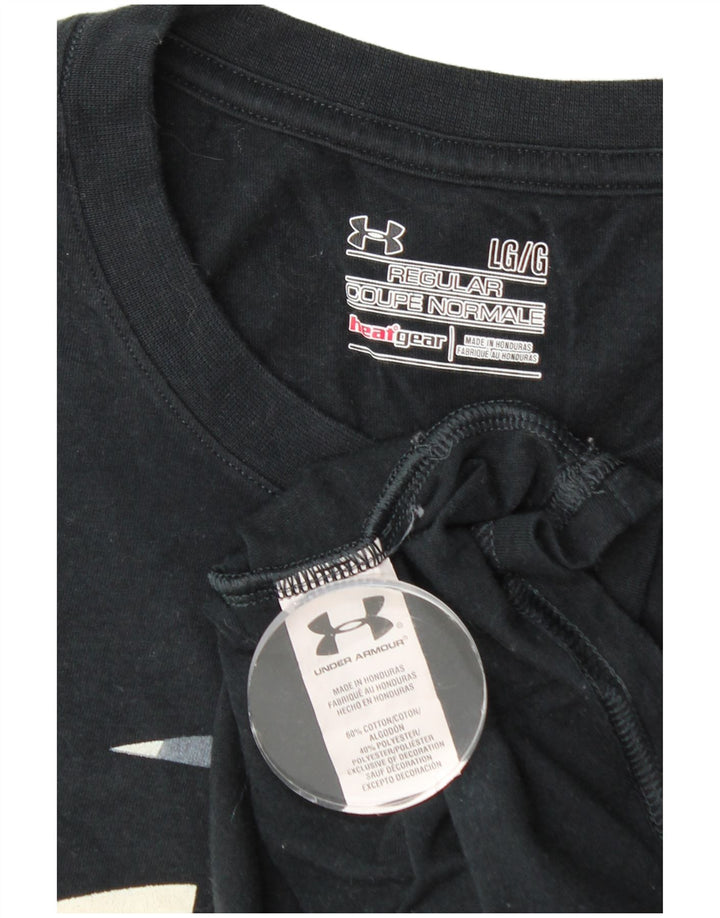 UNDER ARMOUR T-shirt Heat Gear Regular Graphic pour hommes, grand, en coton noir