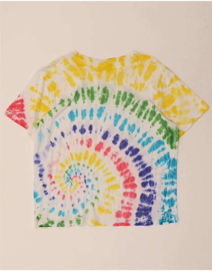 CHAMPION T-Shirt Femme Top UK 16 Grand Coton Tie Dye Multicolore