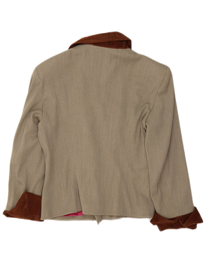 C'EST COMMECA Veste Blazer Femme UK 12 Gris Moyen Colourblock