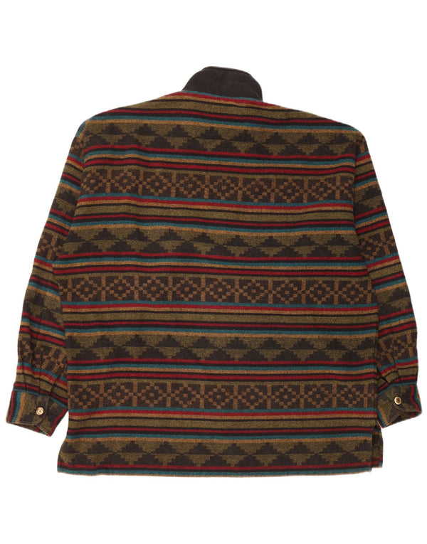 vintage Mens Zip Neck Jumper Pull XL Multicolore Fair Isle