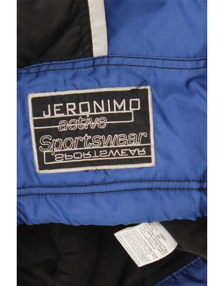 Jeronimo Veste coupe-vent à capuche pour homme UK 44 2XL Bleu Colorblock Nylon