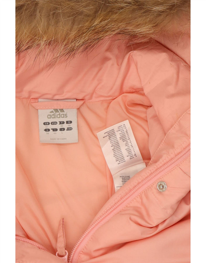 Adidas Veste rembourrée à capuche pour femme UK 12 Polyester rose moyen