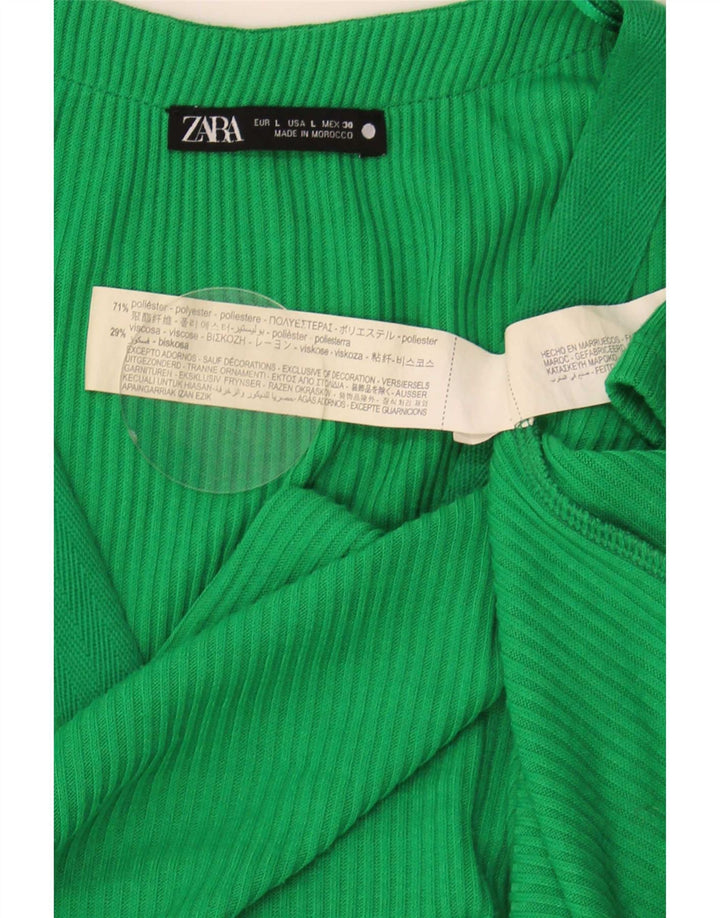 Zara Robe fourreau pour femme UK 46 Large Vert Polyester