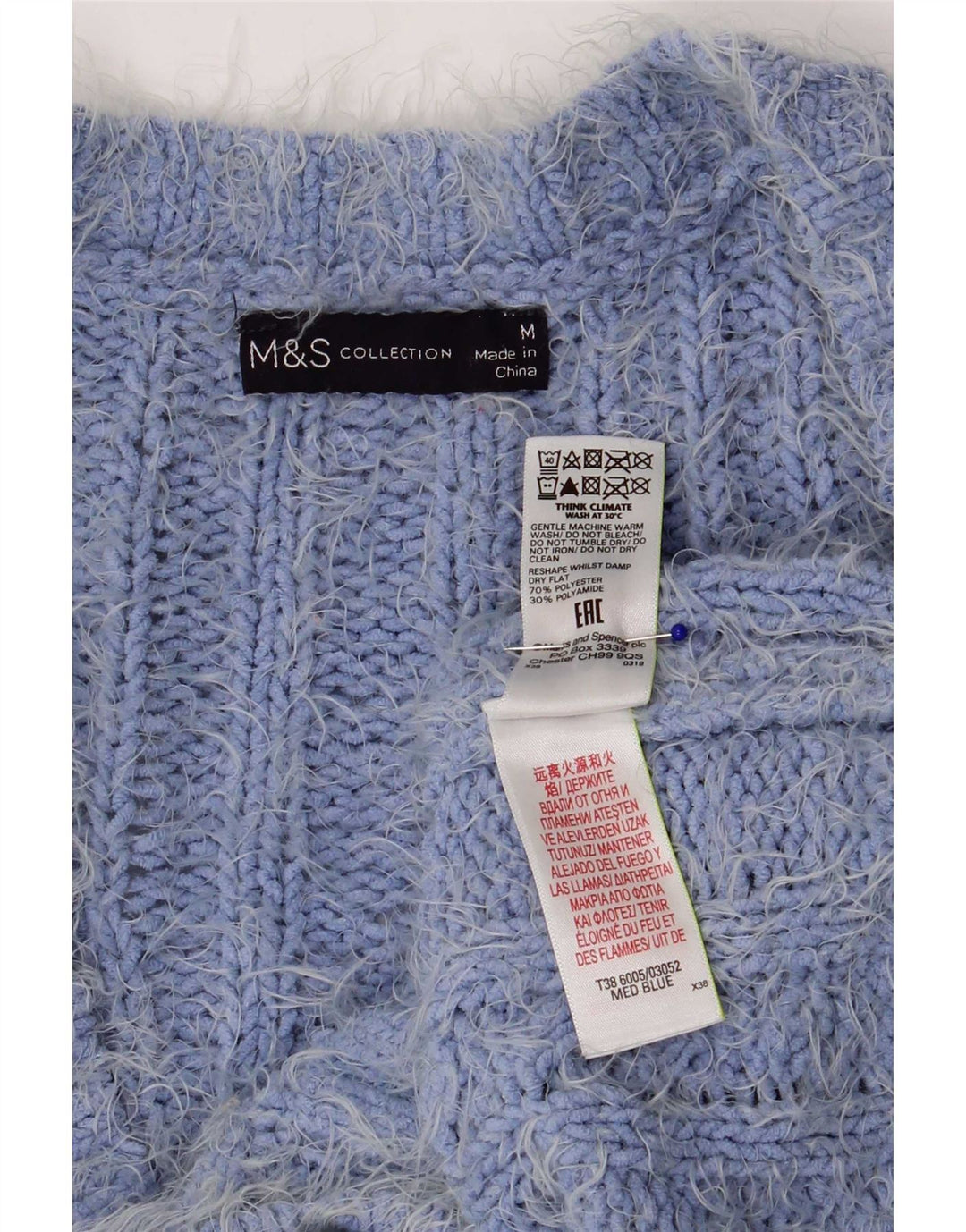 Marks & Spencer Pull Cardigan Femme UK 14 Bleu Moyen Polyester