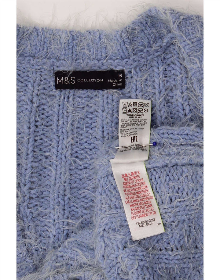 Marks & Spencer Pull Cardigan Femme UK 14 Bleu Moyen Polyester