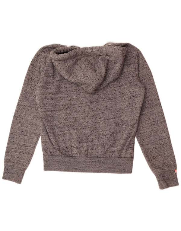 Superdry Pull à capuche zippé XS en coton moucheté gris
