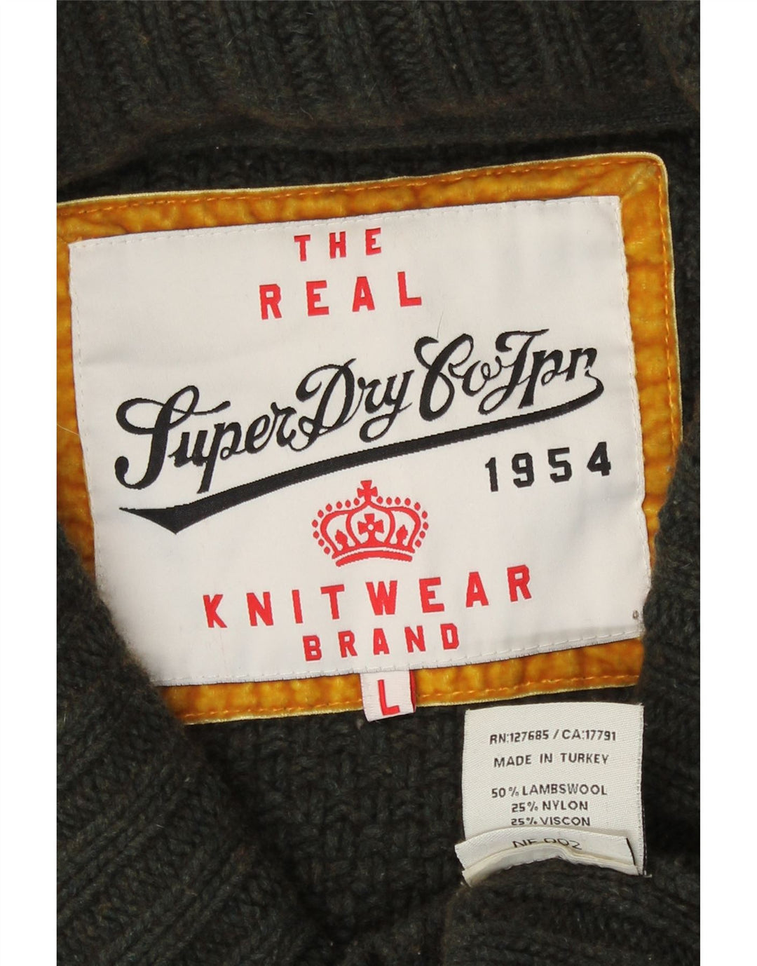 Superdry Cardigan Femme Pull UK 16 Large Kaki Lambswool