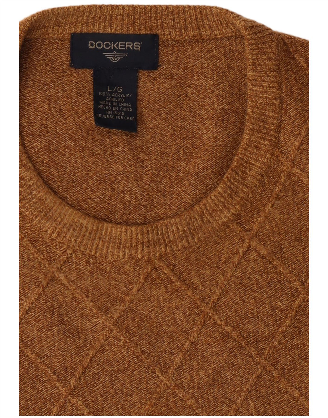 Dockers Pull col rond pour homme, grand, marron, argyle/diamant, acrylique