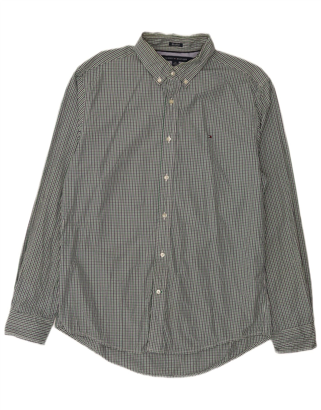 Tommy Hilfiger Chemise sur mesure pour homme en coton vichy vert grand