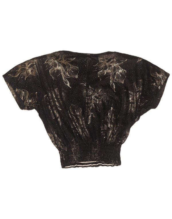 Diana Bentall's Womens Crop Oversize Blouse Top UK 10 Petit Noir Floral