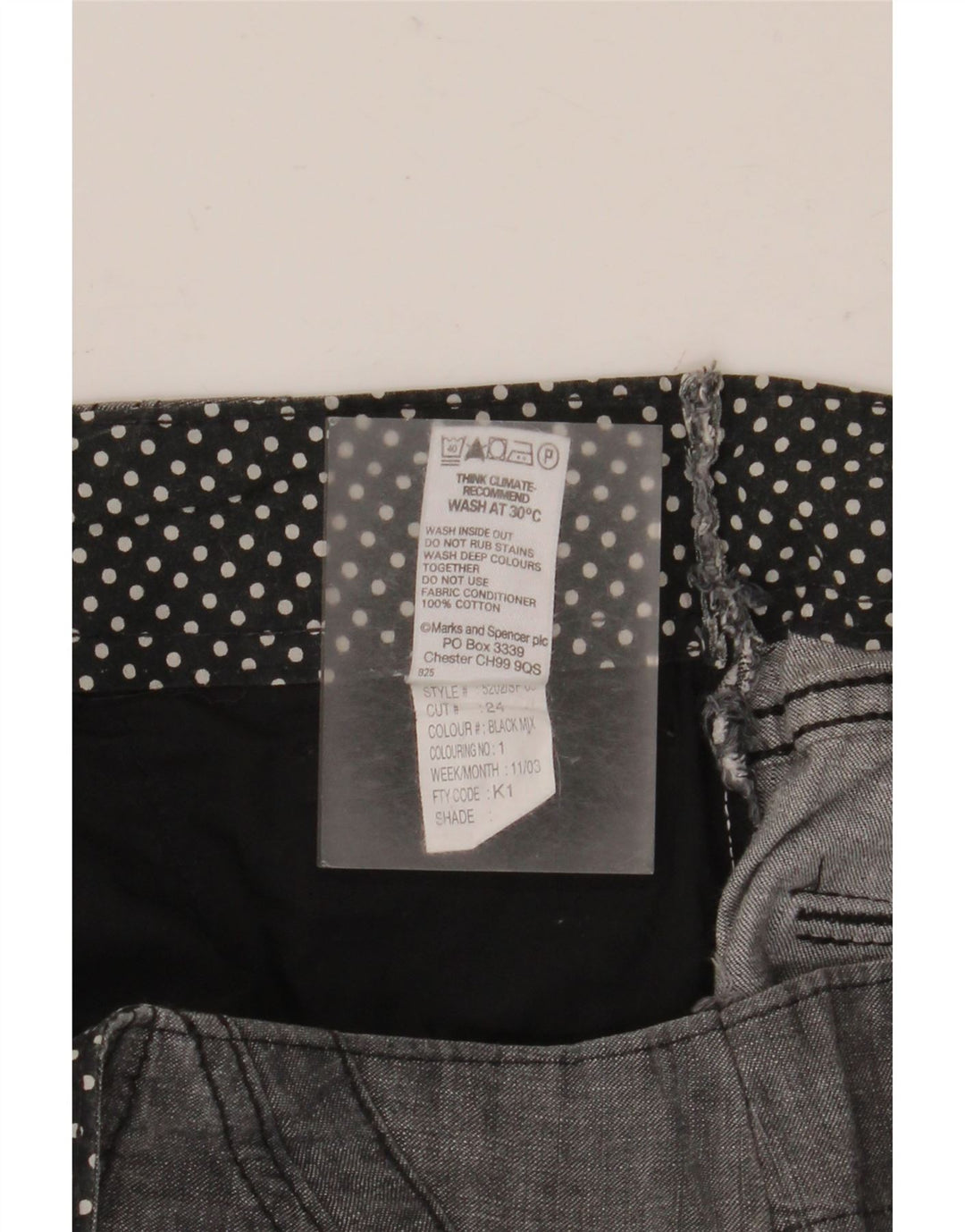 MARKS & SPENCER Short Chino Femme UK 12 Moyen W30 Coton Noir