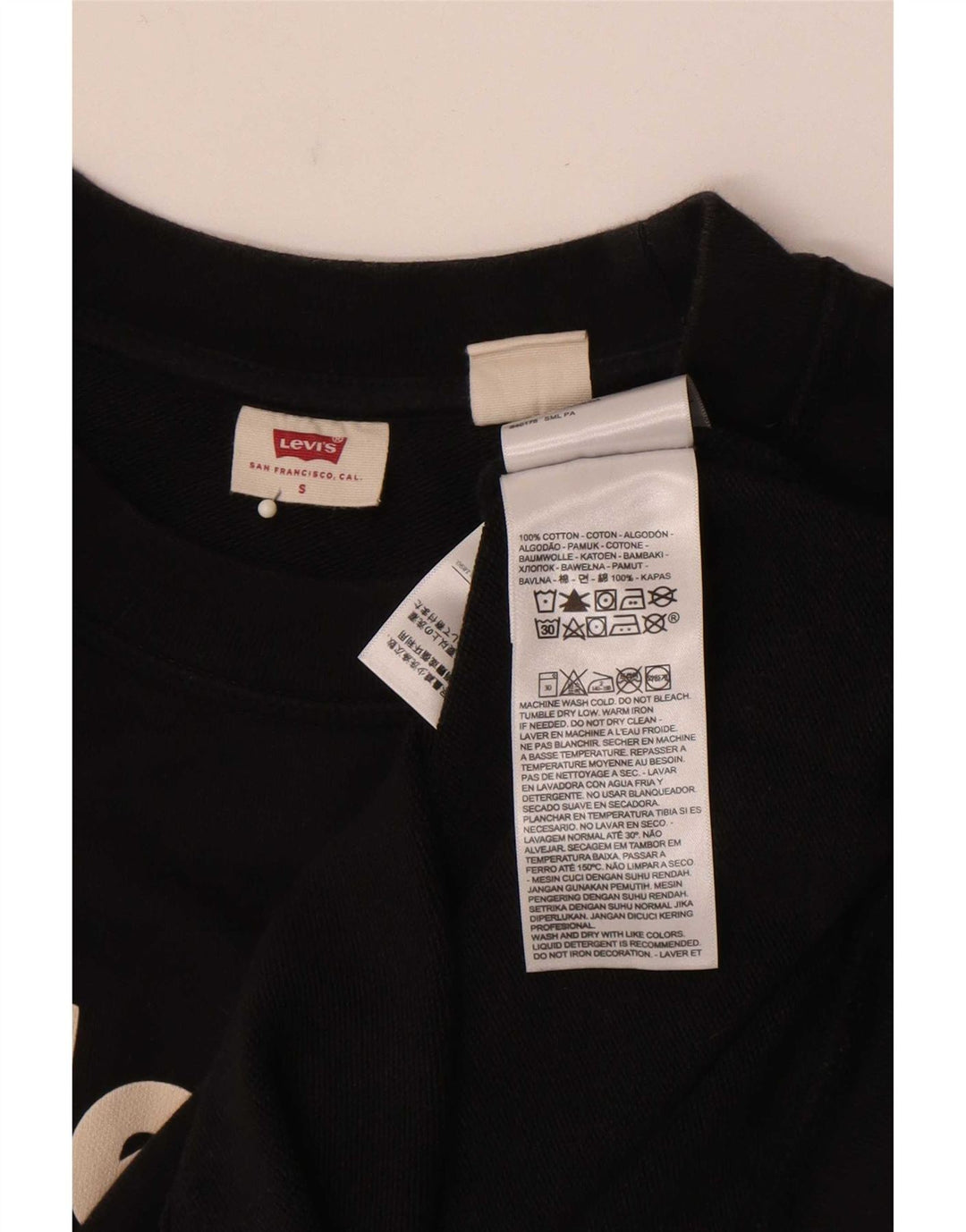 Levi's Graphic Sweatshirt Jumper Small Homme Noir Coton