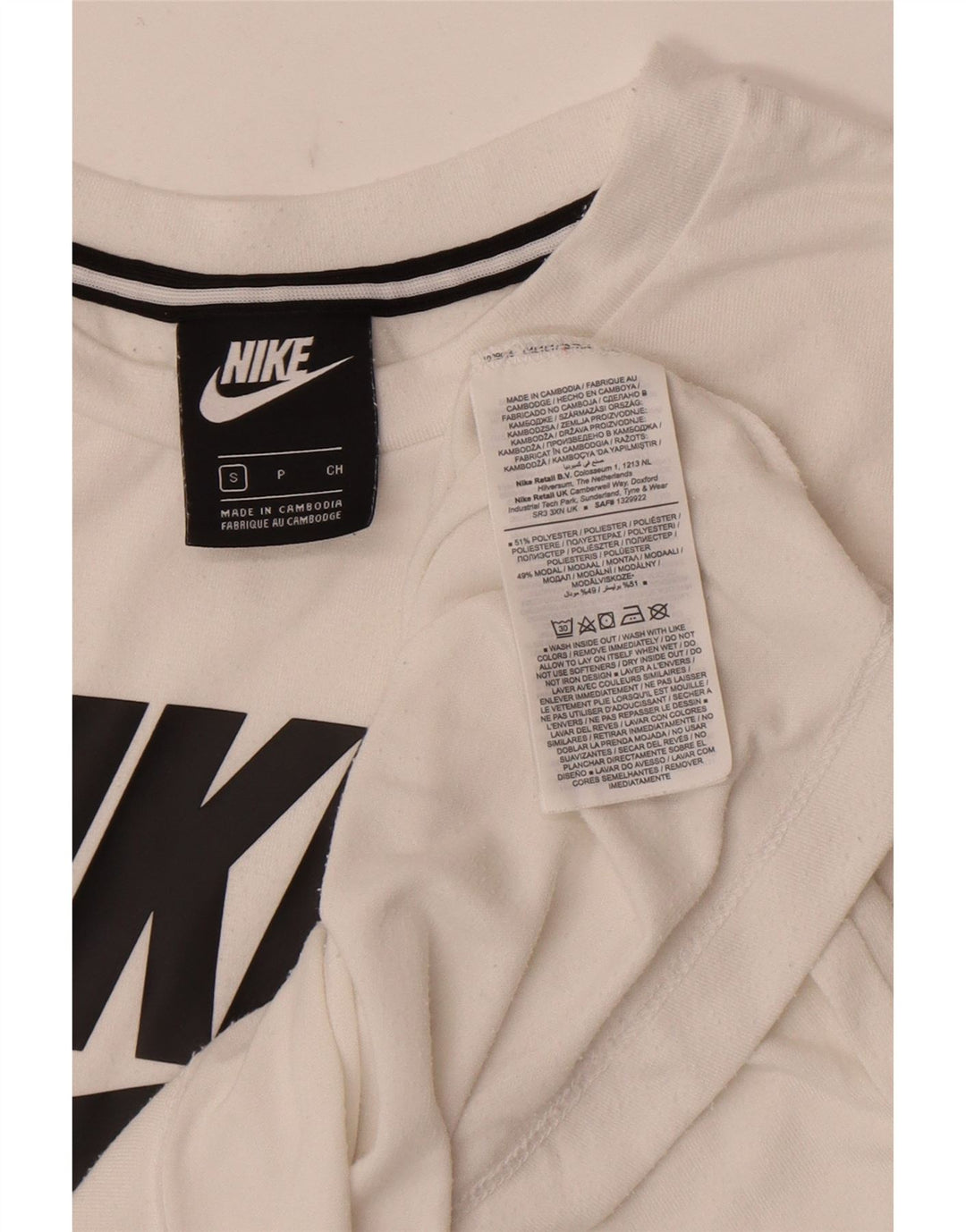 Nike T-shirt graphique pour femme UK 10 Petit Blanc Polyester