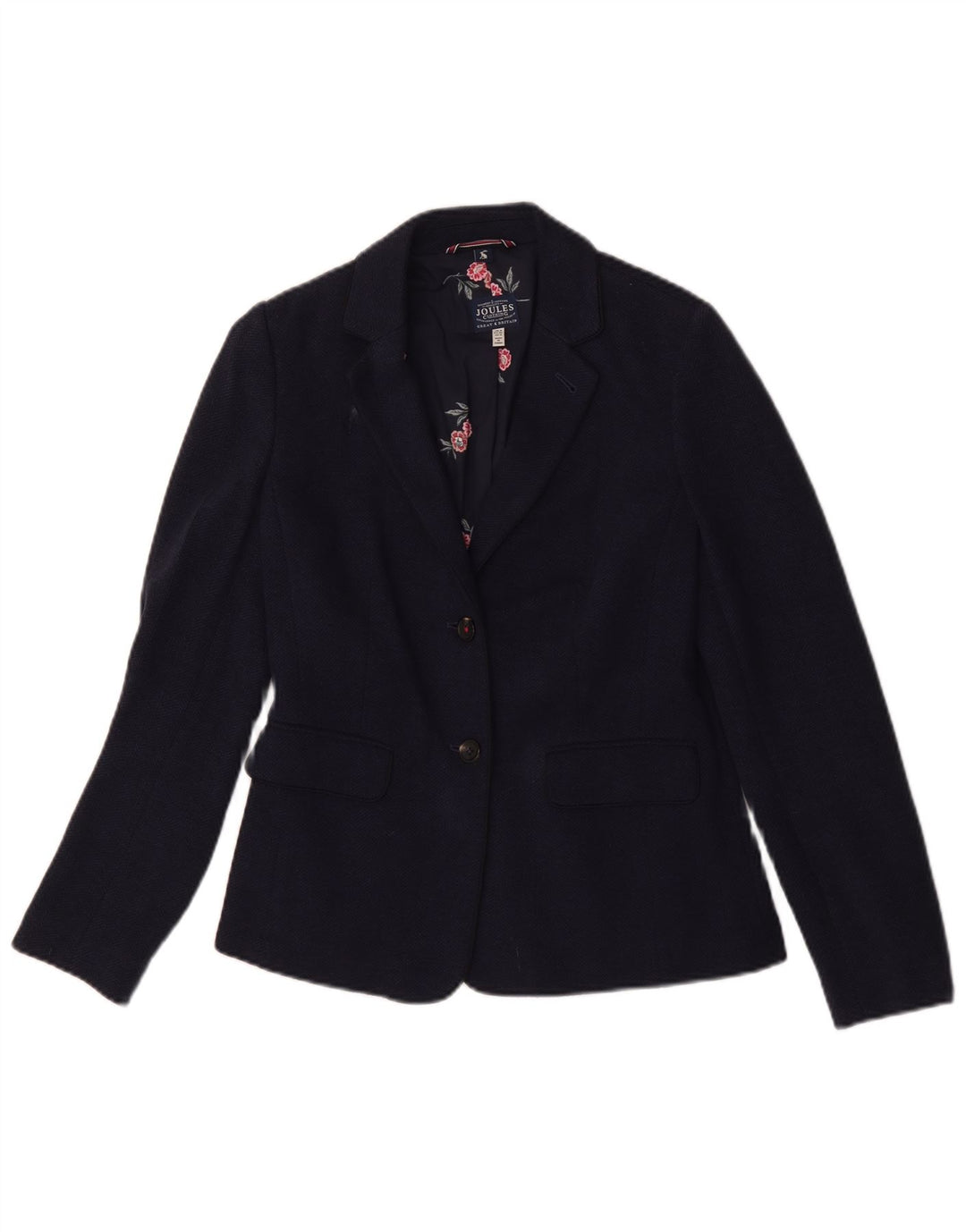 Joules Veste blazer à 2 boutons pour femme UK 8 Petit chevron bleu marine