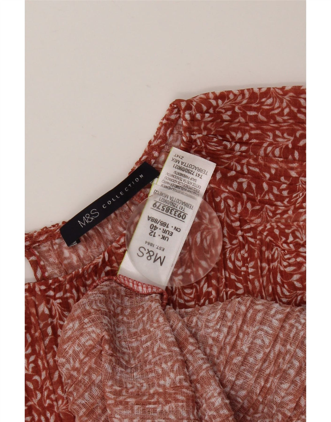MARKS & SPENCER Chemisier à manches longues pour femme UK 12 Rouge moyen floral
