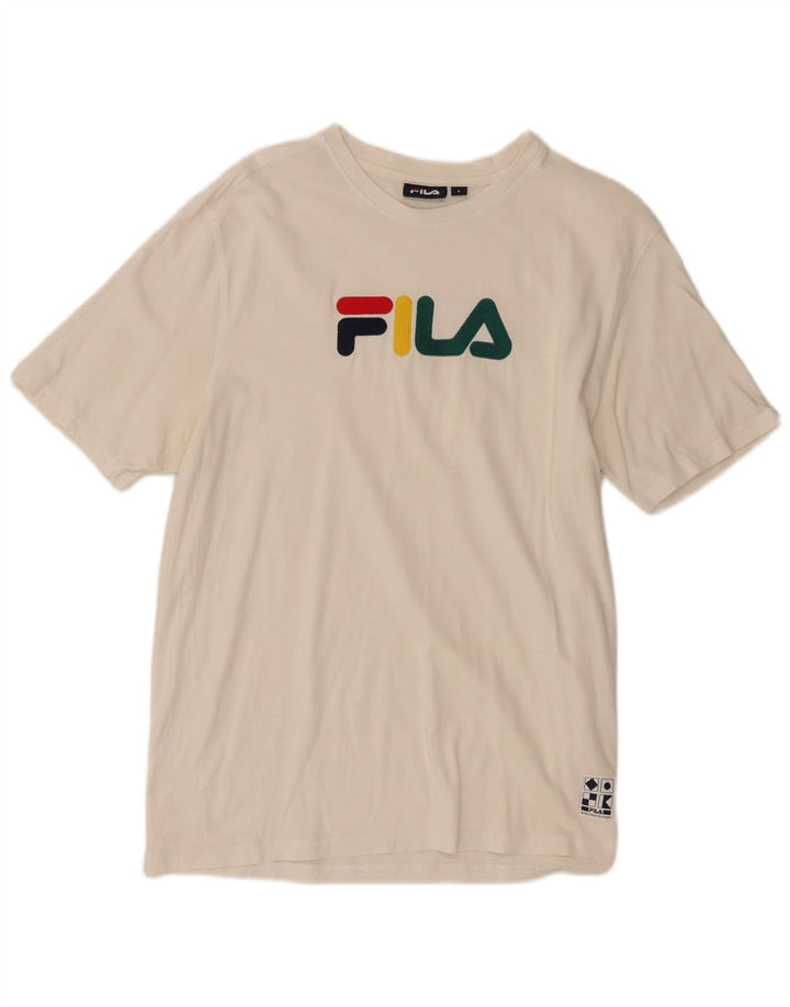 Fila T-shirt graphique pour hommes, grand, blanc, coton