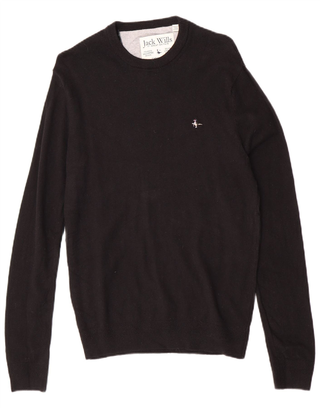 Jack Wills Pull à col rond pour homme Petit coton noir