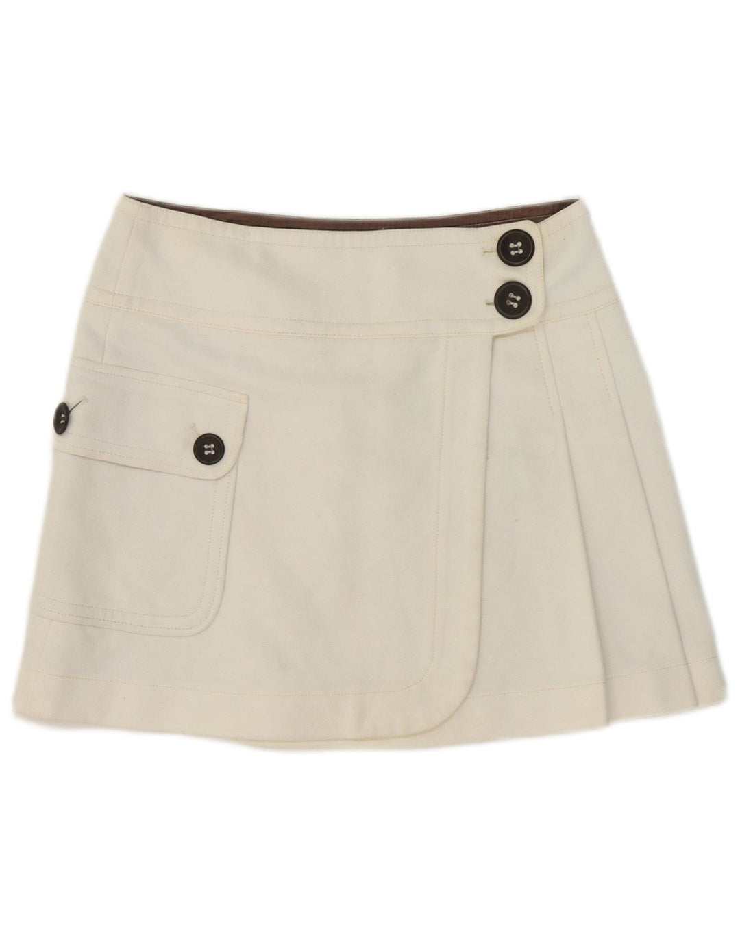 Max & Co. Mini jupe portefeuille pour femme UK 8 Small W32 Coton blanc