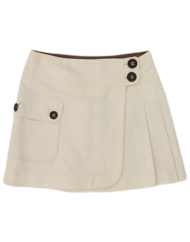 Max & Co. Mini jupe portefeuille pour femme UK 8 Small W32 Coton blanc