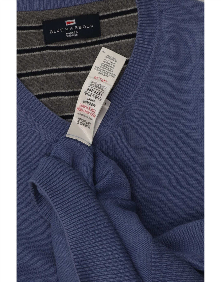 Marks & Spencer Pull Blue Harbor Col V Homme Bleu Moyen Coton