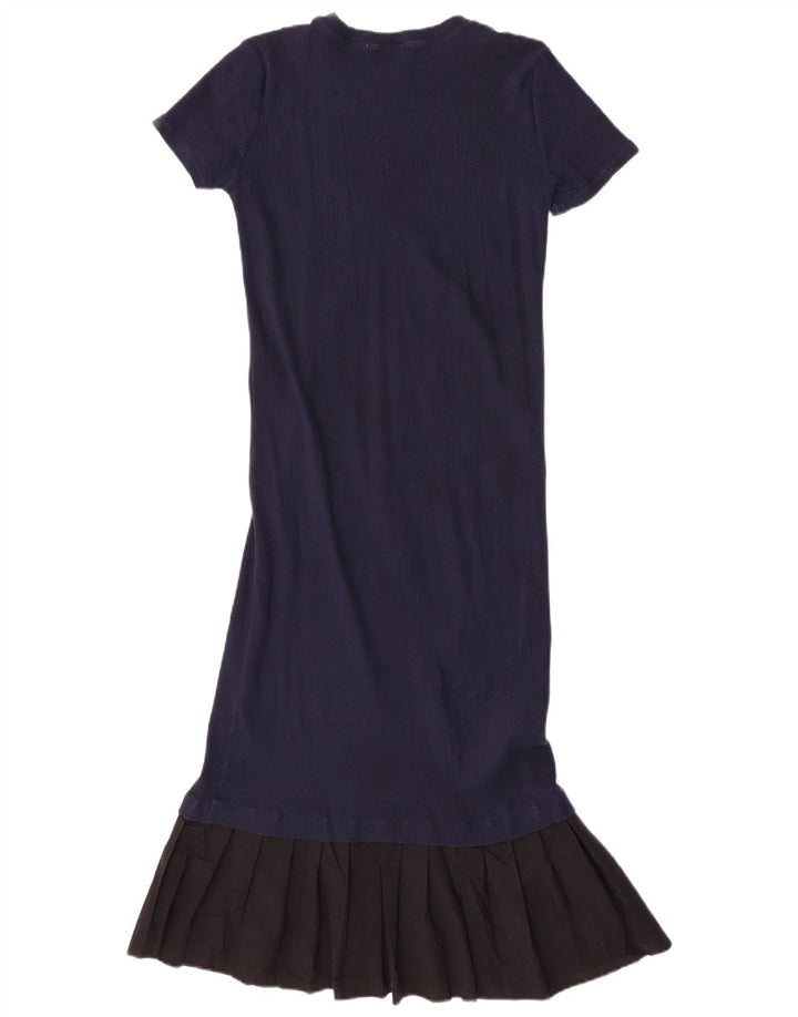 Zara Robe Maxi Femme UK 12 Coton Bleu Marine Moyen