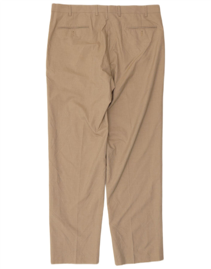 CHAPS Pantalon de Costume Droit Homme W36 L32 Beige Polyester