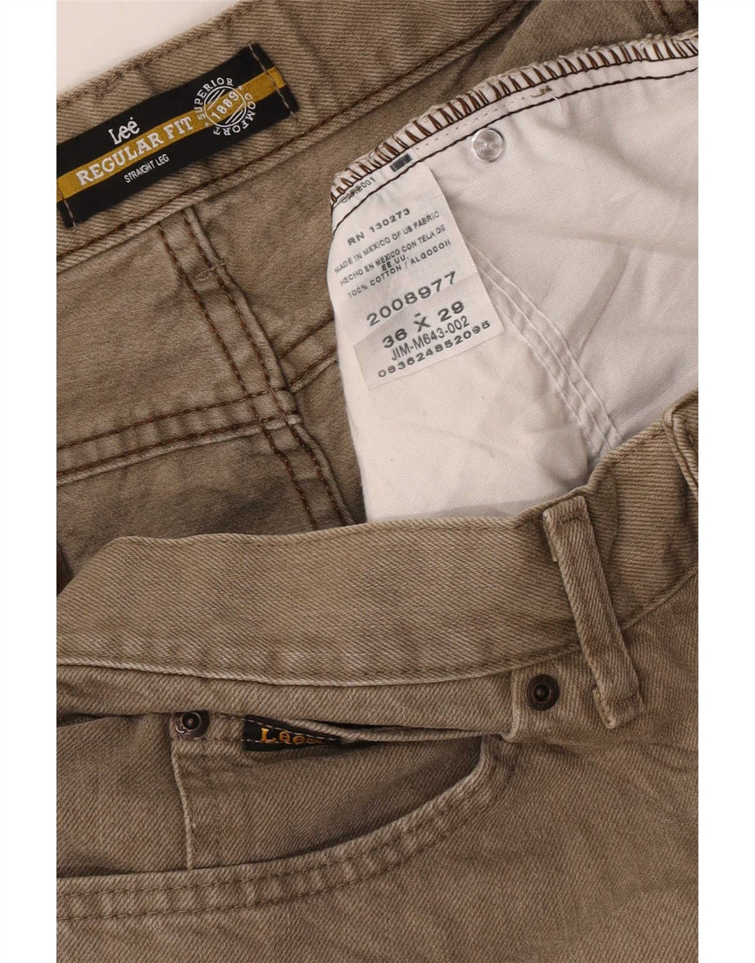 Lee Jean droit coupe droite W36 L29 homme kaki coton