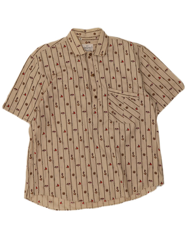 Greenfield Mens Abstract Pattern Pull Shirt Taille 41 16 Grand Beige