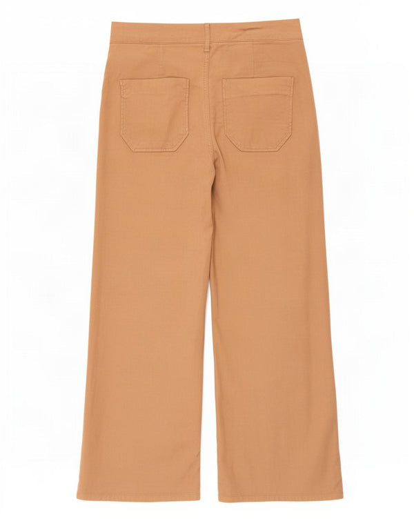 Zara Pantalon court à jambe large pour femme EU 38 Small W28 L25 Coton beige