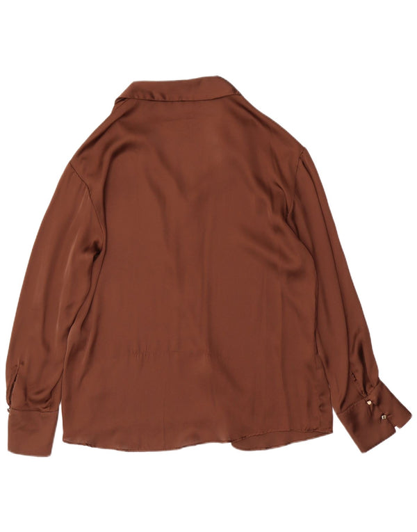ZARA Chemisier surdimensionné pour femme UK 10 Petit Marron Polyester