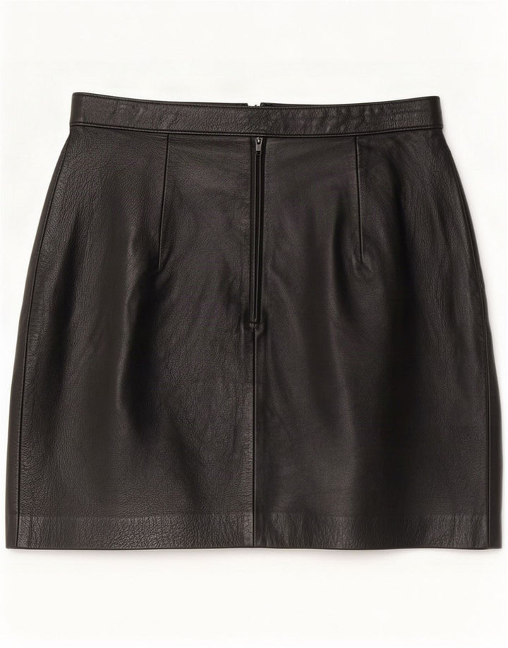 Jupe en cuir vintage pour femme Medium W28 Noir