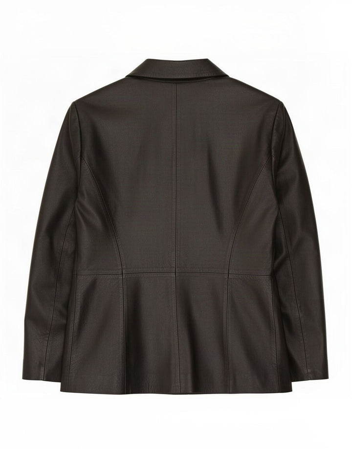Milan Veste blazer en cuir à 2 boutons pour femme UK 16 Large Noir