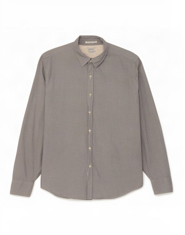 Replay Chemise Homme Gris Moyen En Coton À Fines Rayures