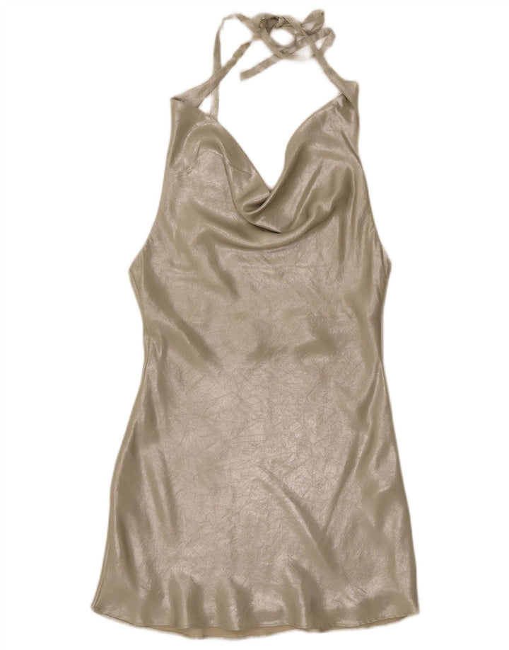 Zara Femme Robe Licou UK 6 XS Argent Polyester