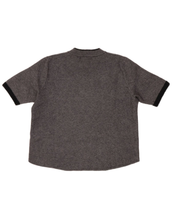 Zara Pull court à manches courtes et col roulé pour femme UK 10 Petit Gris