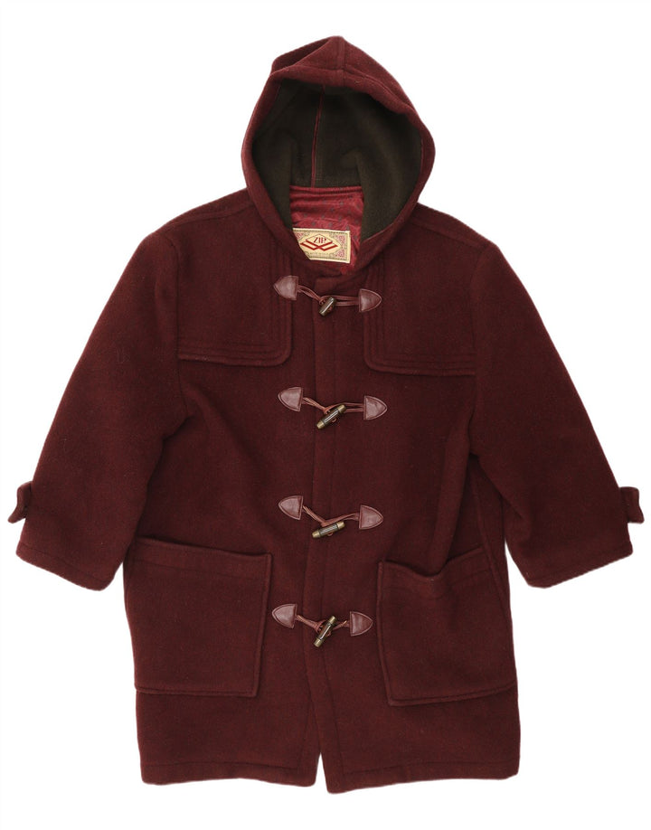 Duffle Coat À Capuche Zippé Homme IT 38 Laine Bordeaux Moyen