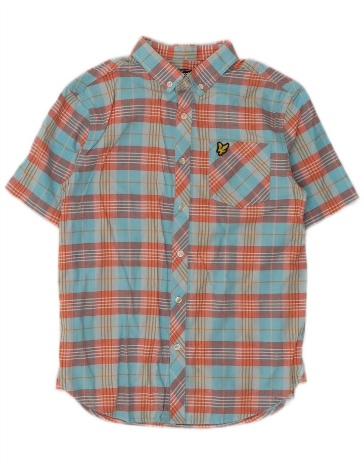 Lyle & Scott Chemise à Manches Courtes Garçon 12-13 ans Coton à Carreaux Multicolore