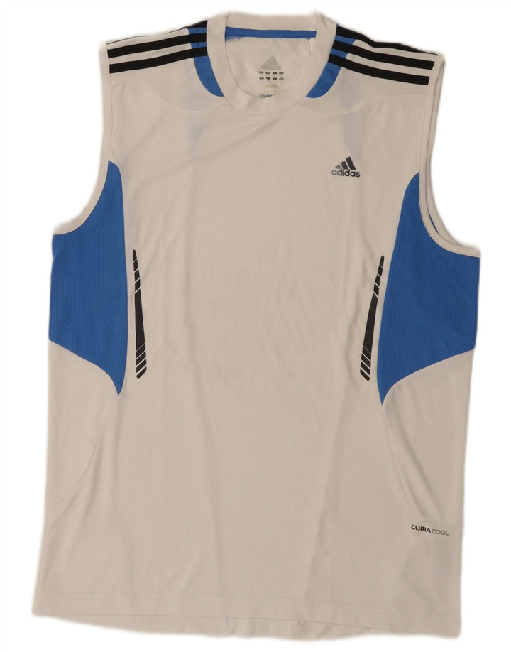 Adidas Hommes Climacool Débardeur Blanc Moyen Polyester Colorblock