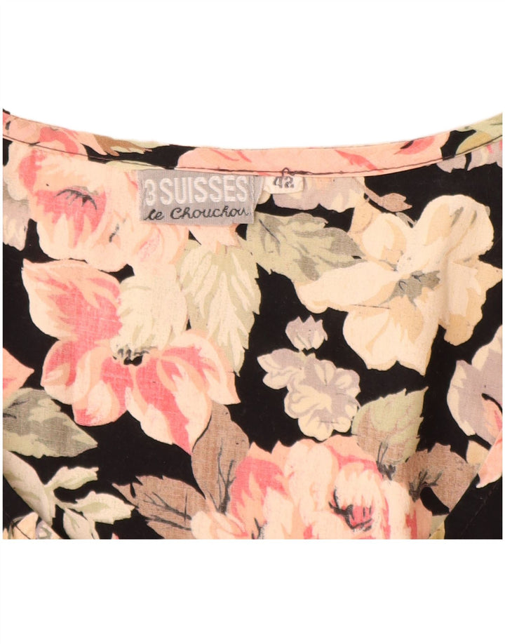 Combishort sans manches femme vintage IT 42 Medium Black Floral